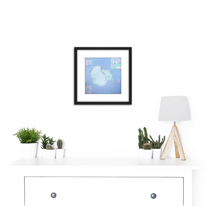 Antarctica Map Information - Single Picture Frame Painting