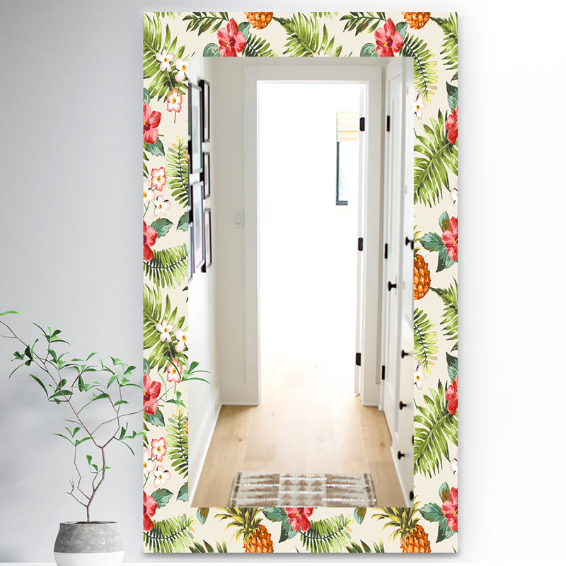 Miroir mural 15 mid-century scandinave, H 39,4 po x l 29,5 po, Floral