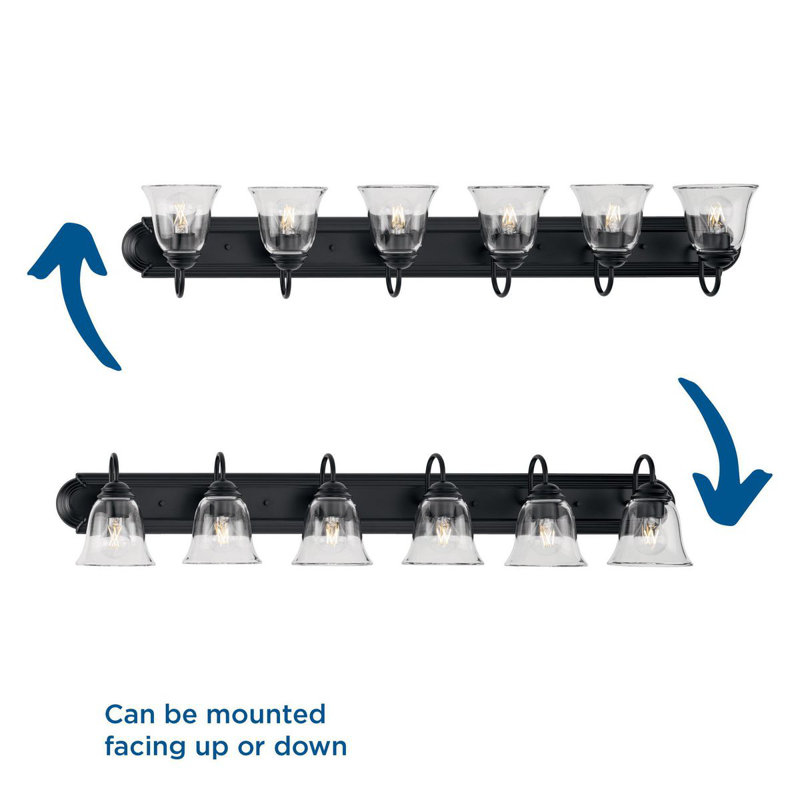 Éclairage pour meuble-lavabo transitionnel 6 lumières, Noir