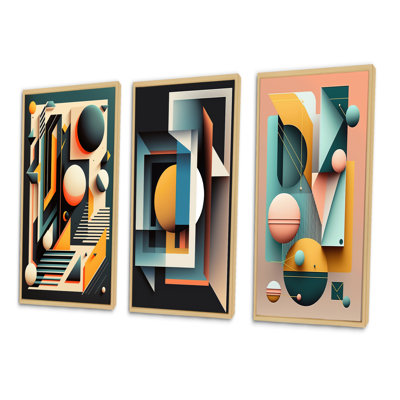 «Retro Elementary Geometrics», 3 pièces sur toile
