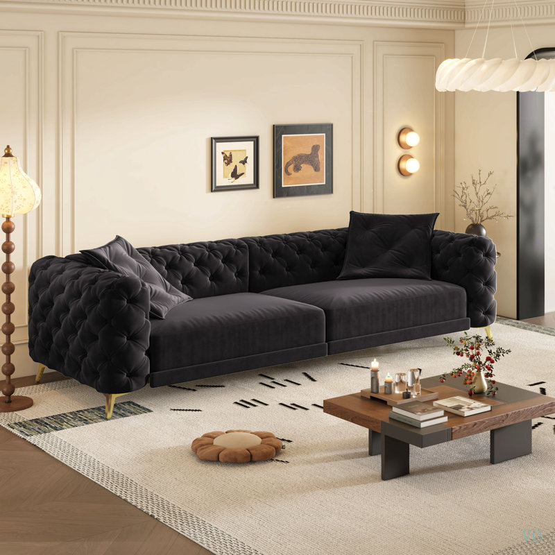 Canapé-lit convertible 3 en 1 de 248 cm (97,7 po), profondeur d'assise de 72 cm (28,4 po), canapé-lit gigogne moderne rembourré, canapé 4 places avec pouf amovible pour appartement, bureau, chambre