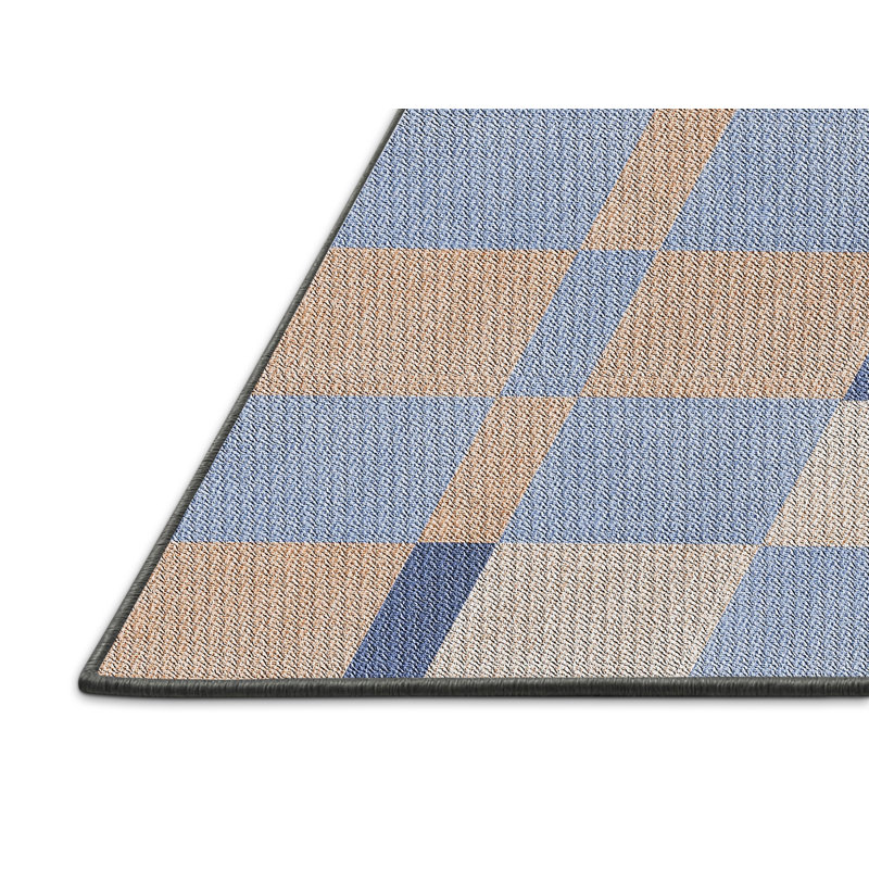Tapis gris/bleu à motifs, Rectangle 5 pi x 7 pi
