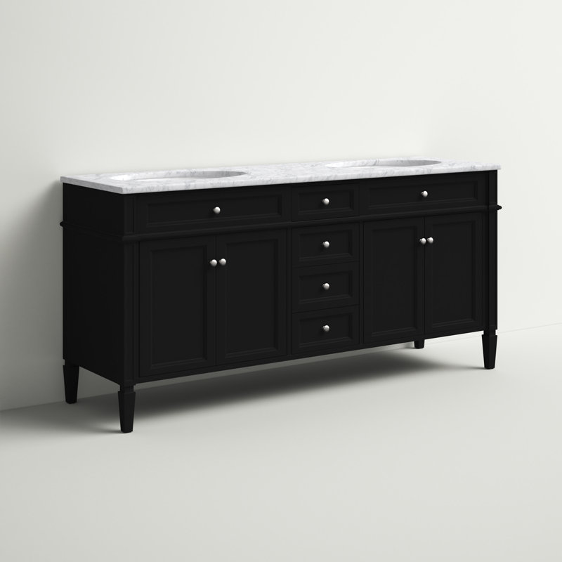Ensemble de meuble-lavabo double l 72 po x P 21,5 po x H 35 po Rivers, Noir
