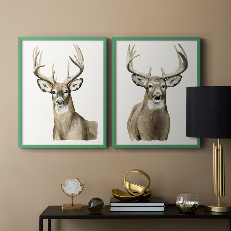 Impression encadrée Handsome Whitetail I-Premium - prête à être accrochée - aucun clou requis - aucun clou requis, Gris