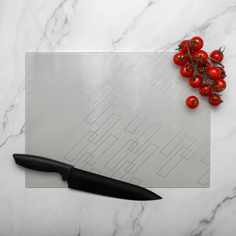 Line Geometric Glass Chopping Board, 40cm L x 28cm W