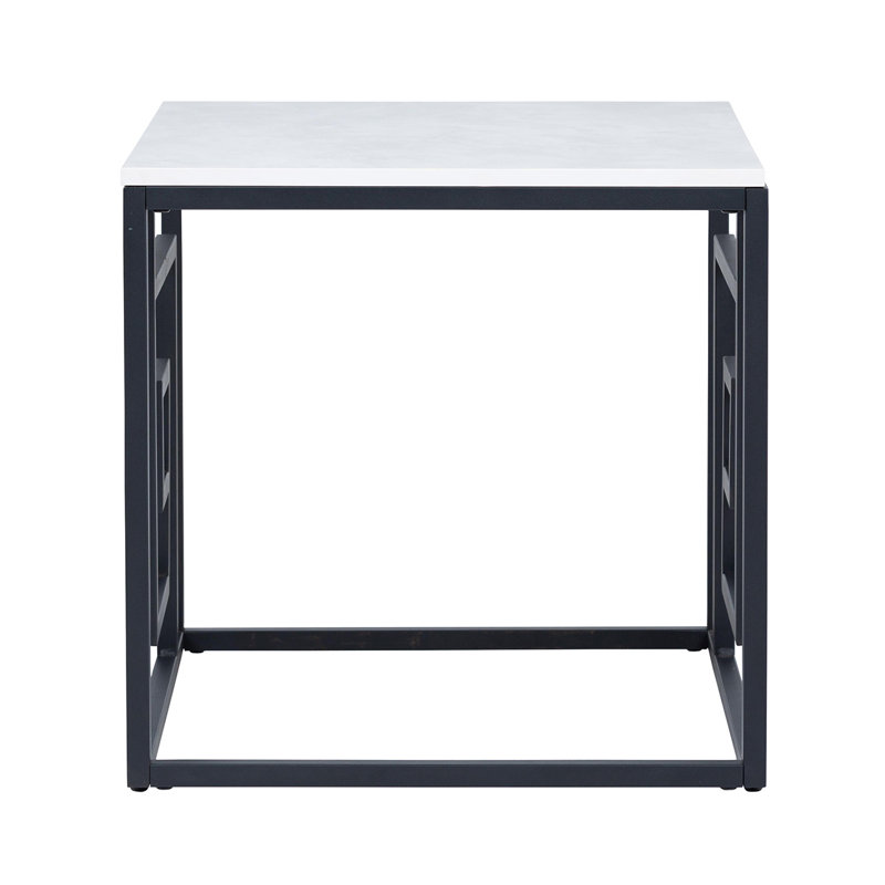 Abisoye 55cm Sofa Side Table for Living Room Furniture, Wood and Metal End Table, Black