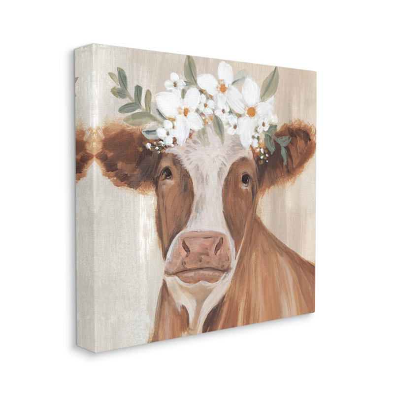 Art floral sur toile, couronne de fleurs brunes par Annie Warren, H 24 po x l 24 po x P 1,5 po
