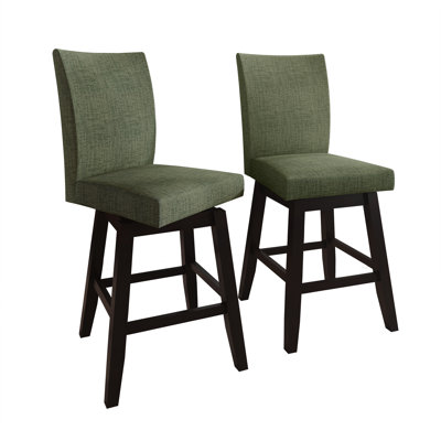 Ensemble de salle à manger 5 pièces à hauteur de comptoir avec chaises en lin et table carrée, vert