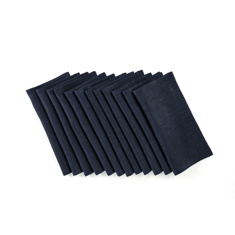 100% Pure Linen Cocktail Napkins - Athena, 9" x 9", Navy