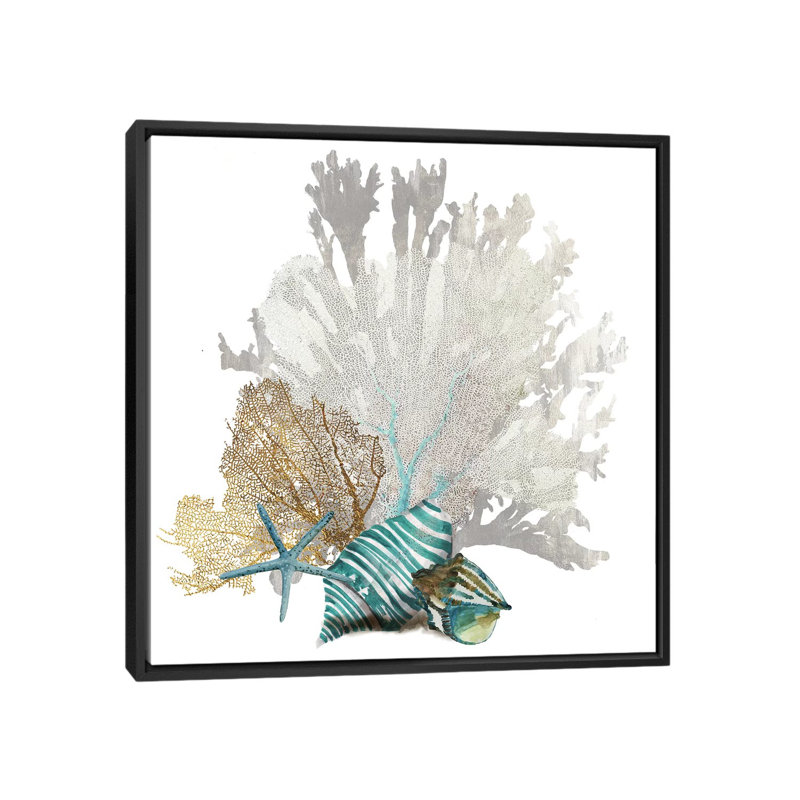 «Coral IV», impression sur toile, H 26 po x l 26 po x P 1,5 po, Toile avec cadre noir