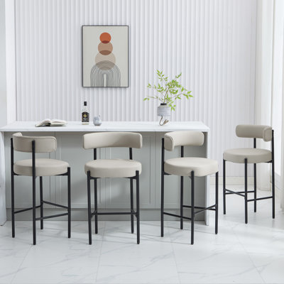 28" Boucle Upholstered Metal Counter Stool