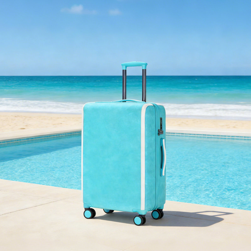 Valise de 28 pouces avec roulettes, valises en cuir de polyuréthane pour femmes avec verrou TSA