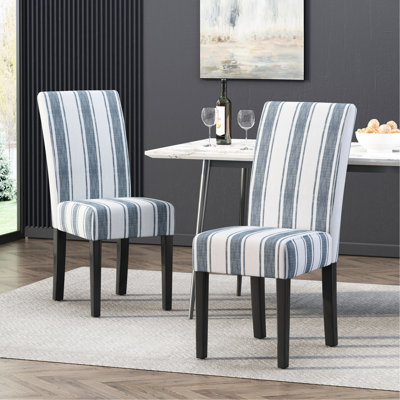 Chaise de salle à manger contemporaine en tissu bleu avec revêtement lisse et structure l 17,45 po x P 26,09 po H 38,95 po, pieds en bois d'hévéa, assemblage grain naturel confortable requis