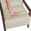 Chaise d'appoint de style moderne en cuir beige avec revêtement capitonné et détails en noyer-953391810