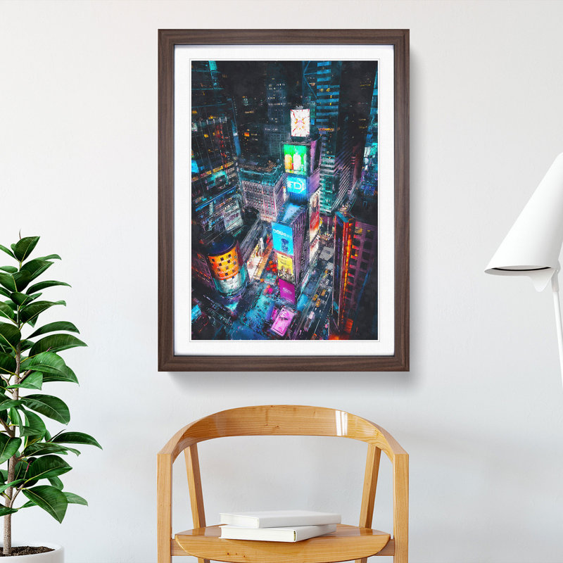 Times Square in New York City - Framed Print, 63cm H x 45cm W x 2cm D, Walnut Framed