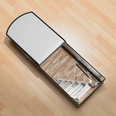 Échelle de grenier escamotable en aluminium 1 pièce 54 x 25 x 120 po Escalier de grenier en aluminium argent avec couvercle isolant et fermeture à glissière pour plafond de 7 à 10 pieds ouverture 25 x 54