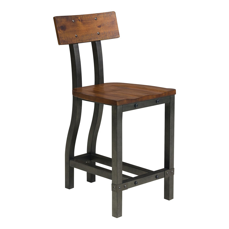Ensemble de 8 chaises à hauteur de comptoir en placage de bois rustique brun