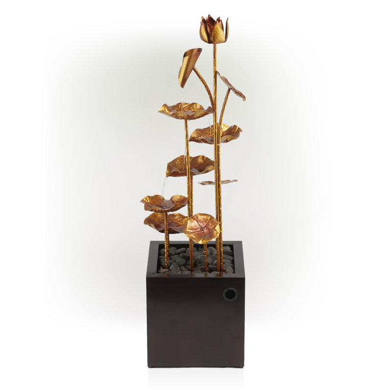 Metal Weather Resistant Floor Fountain, Gold