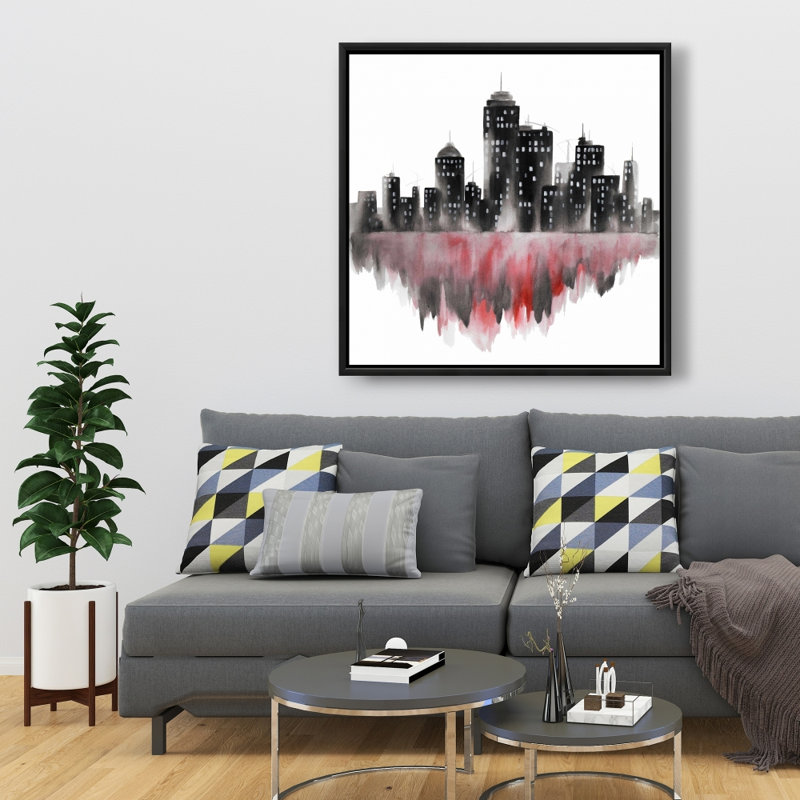 «Red Watercolor Cityscape» sur toile