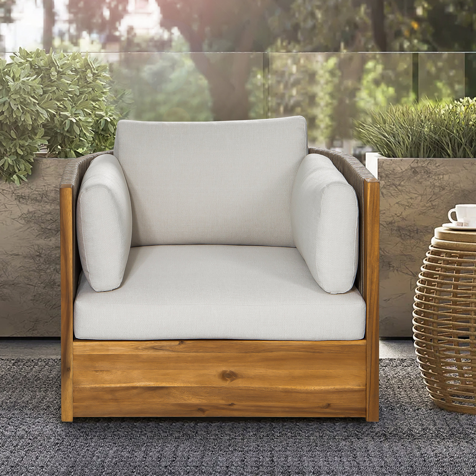 Layton Acacia Outdoor Swivel Chair