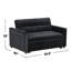 Causeuse convertible en velours avec capitonnage et poches latérales, noir