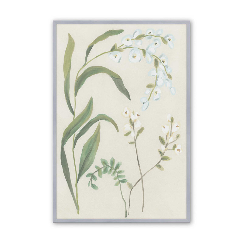 «Snowdrop Stems I» par June Erica Vess, reproduction d'art sur toile, H 48 po x l 36 po, Argent argent