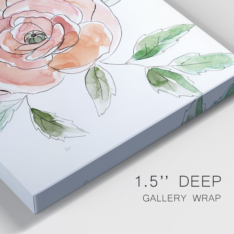 Rose Contour - ensemble de 2 peintures sur toile tendue, H 27 po x l 36 po x P 1 po