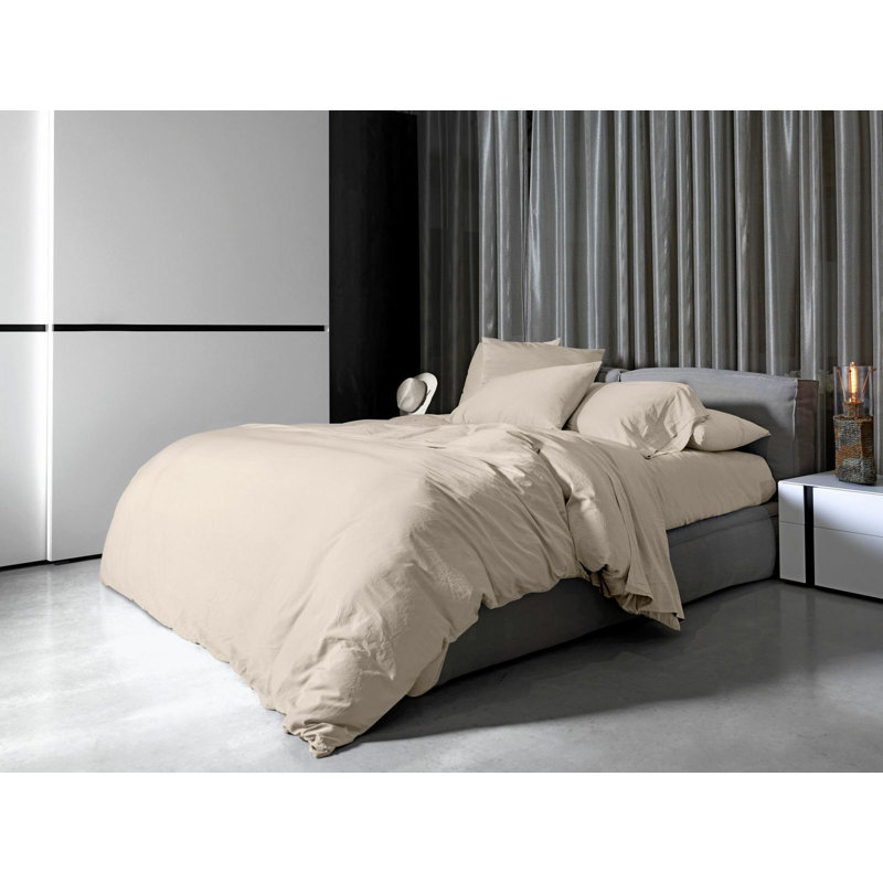 Viola Cotton Duvet Cover, King Duvet Cover, Beige