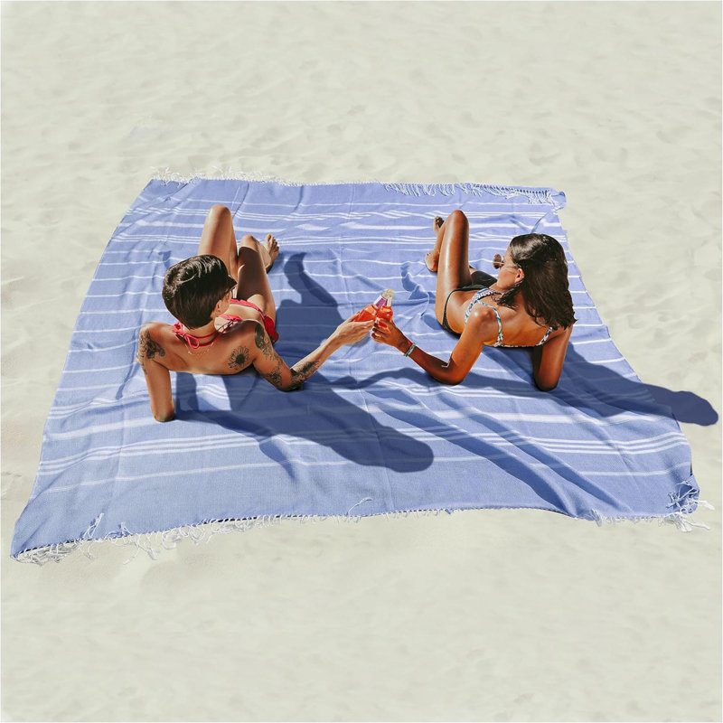 Adeliya Cotton Blend Beach Towel, Navy