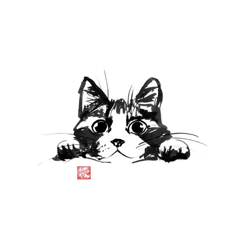 Playing Cat by Péchane - Print on Canvas, 20.32 cm H x 30.48 cm W, Wrapped Canvas