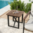 Berklee 1-Piece Aluminum Outdoor Side Table With Wooden Top
