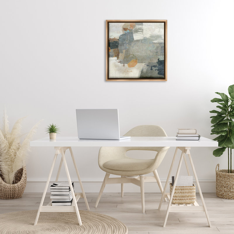 Rustic Grey Paint Strokes  Canvas Wall Art by Suzanne Nicoll, Montalcino Elm Floater Frame, 25" H x 25" W x 1.7" D