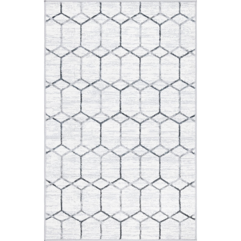 Tapis ivoire / gris Isayana, Rectangle 3 pi 3 po x 5 pi 3 po