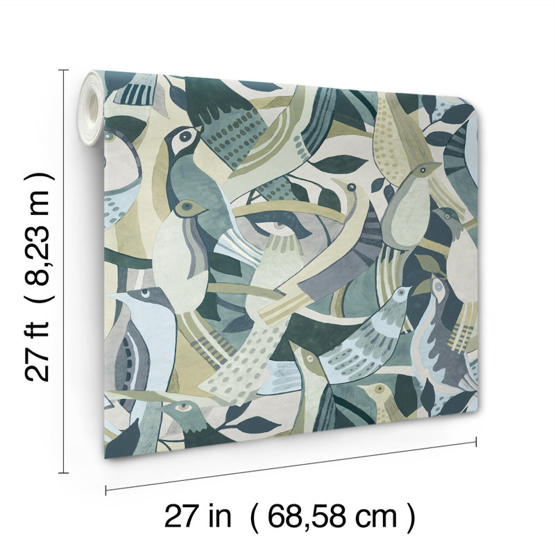 Papier peint Fauvist Flock, Vert
