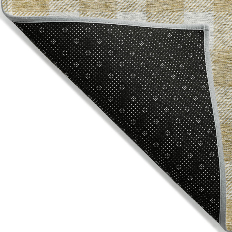 Tapis d'intérieur lavable à carreaux doré 5 pi x 8 pi