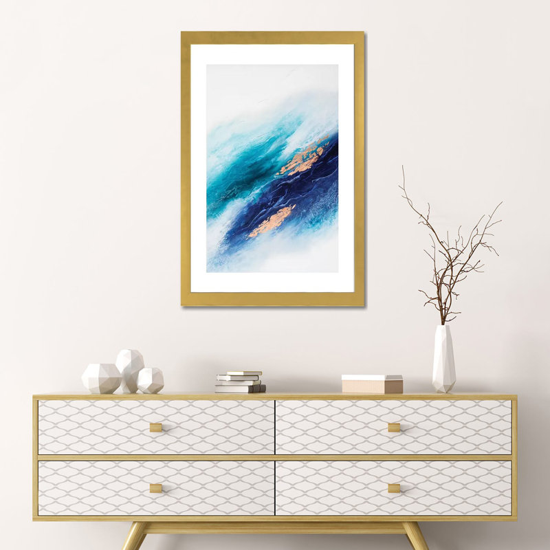«Calming Serenity» par Spell rebond Fine Art - impression d'art graphique, 24" H x 16" W x1" D, Gold Paper, Blanc