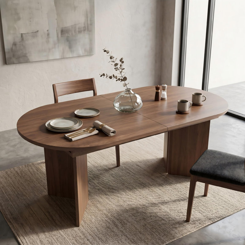 Extendable Dining Table, Brown Wood