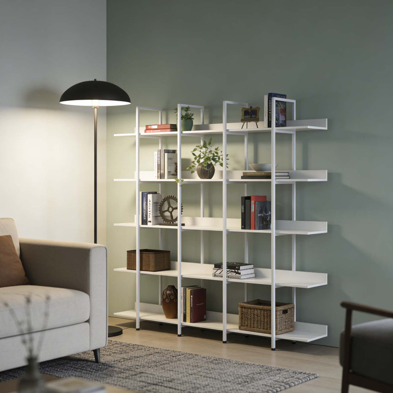 5 Tier Vintage Industrial Style Bookcase, White