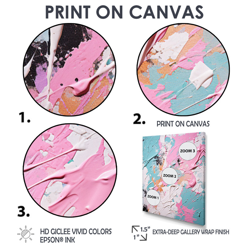 «Sweet Pink Pastel Dreams», reproduction d'art abstrait mural, H 20 po x l 12 po x P 1 po, Toile tendue