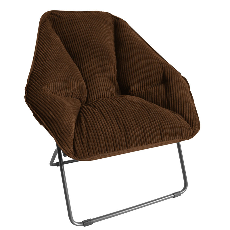 Zenithen Hexagon Corduroy Folding Dish Chair, Brown, Brown Corduroy