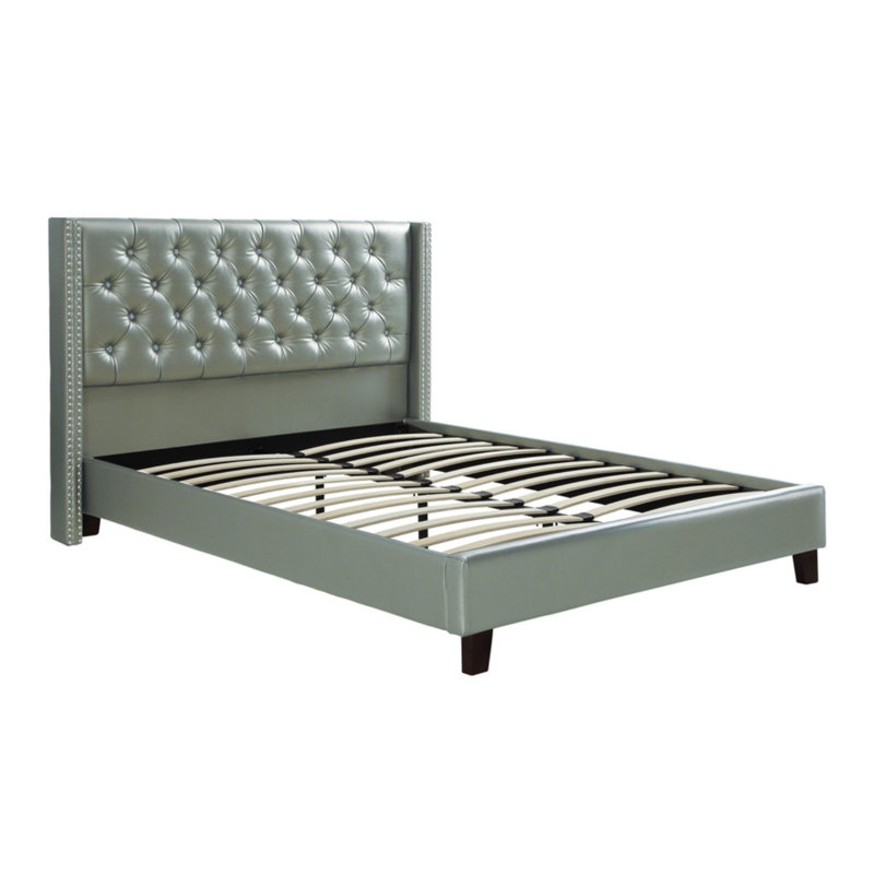 Antin Upholstered Standard Bed, Full, Silver
