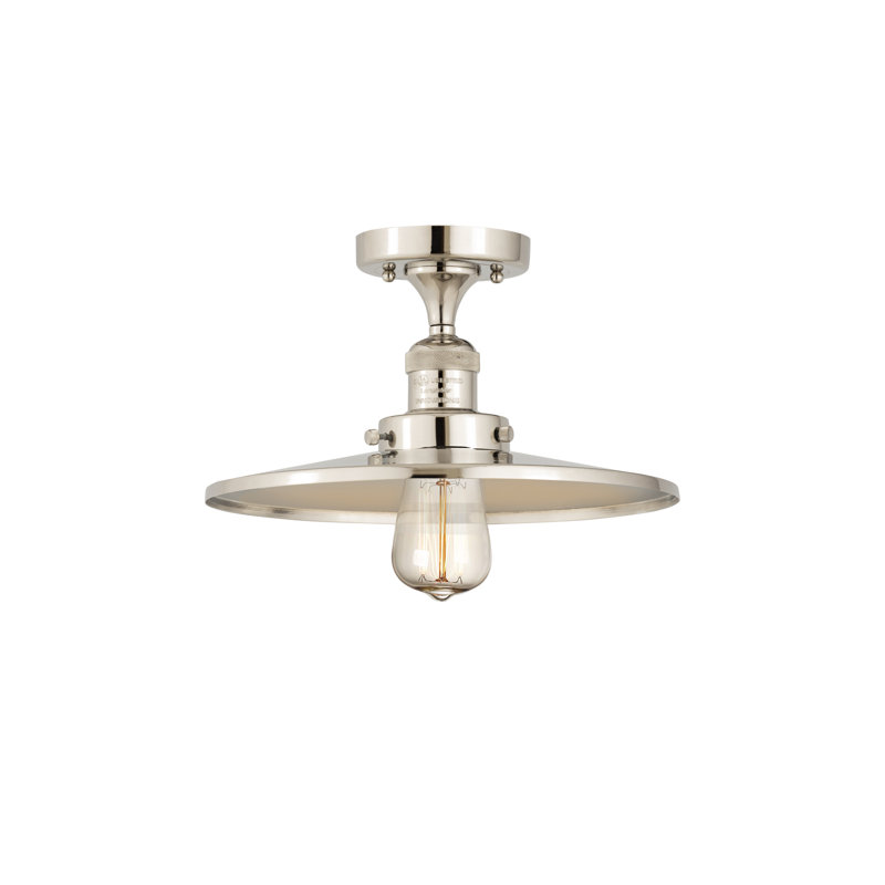 Plafonnier semi-encastré Rouvin, Nickel poli, Nickel poli, H 6 po x l 12 po x P 12 po