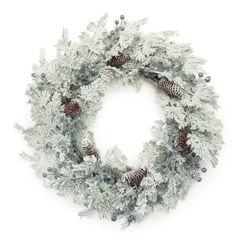 Couronne de pin cèdre floqué 24 po