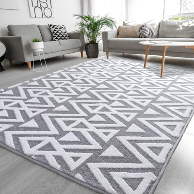 Tapis à texture géométrique luxueux en mousse viscoélastique ultra-douce