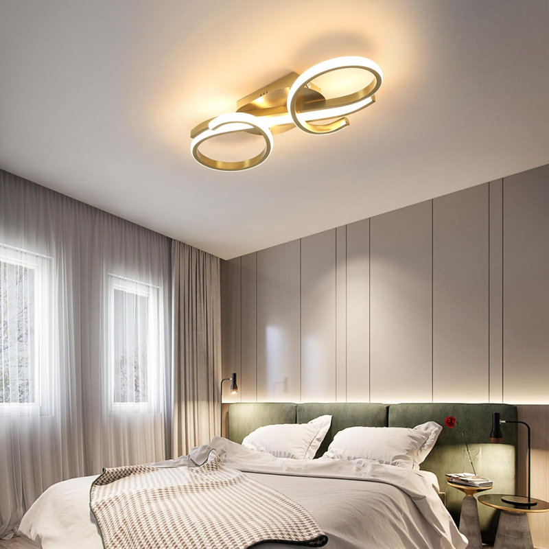 Darlys 2-Light LED Semi Flush Mount Light, Gold, 3000 Kelvins