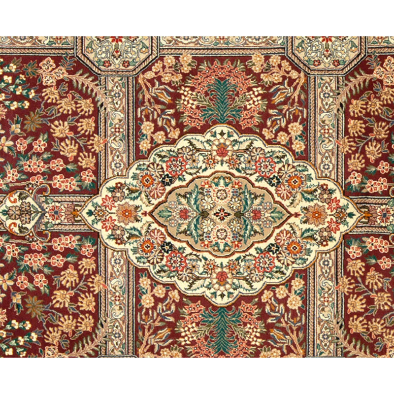 Hand Knotted Wool Oriental Area Rug in Plum And Ivory
