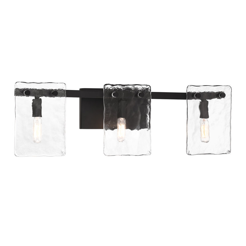  Genry 3-Light Bathroom Vanity Light in Matte Black, 7.75" H x 25" W x 25" D, Black, 3 Lights