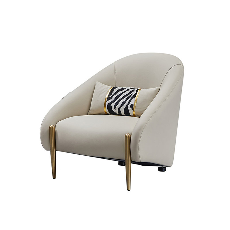 Fauteuil demi-tonneau en cuir Breccia, Similicuir gris