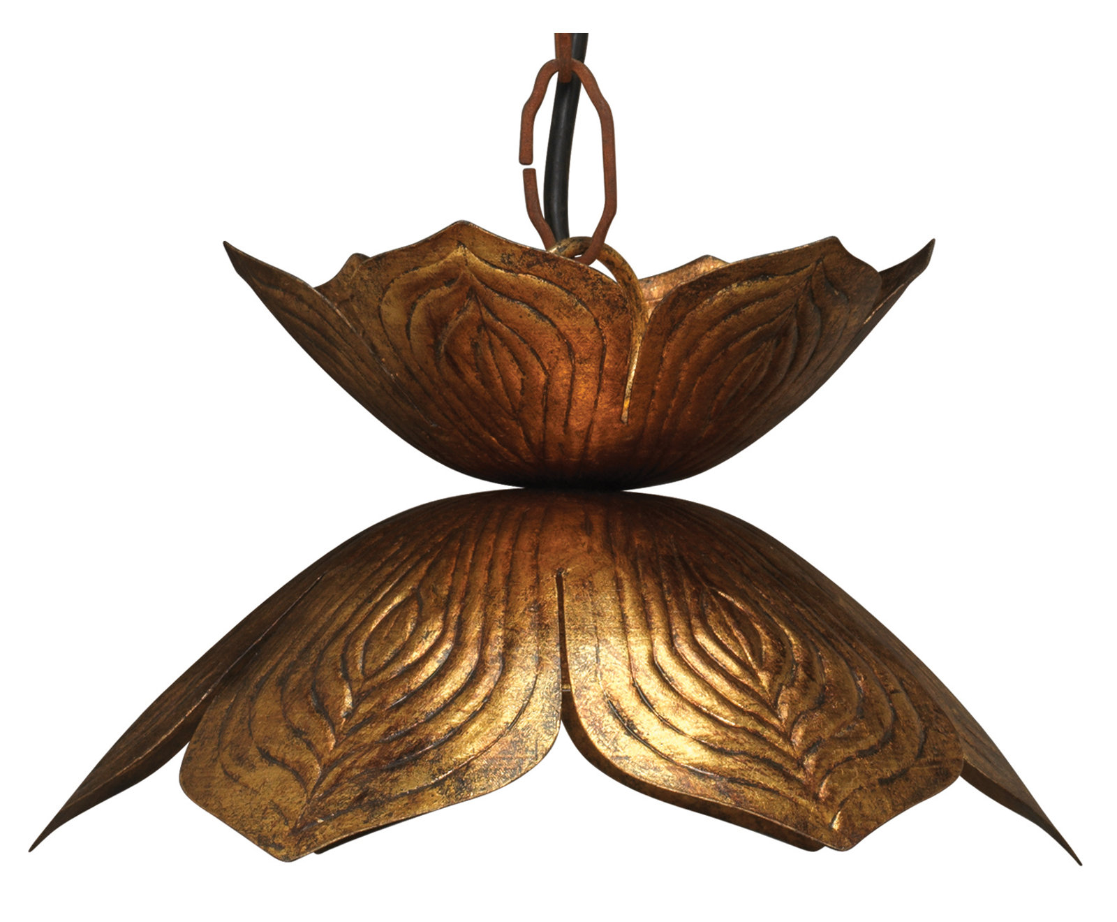 Lotus Single Light Iron Dimmable Pendant, 6.5" H x 10.5" W x 10.5" D