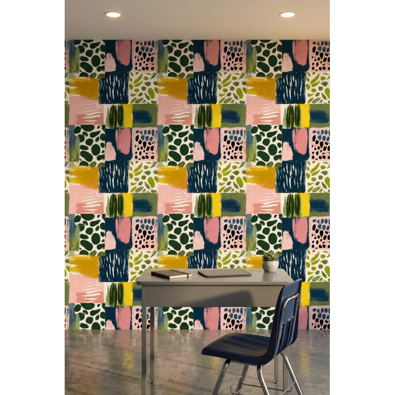 Papier peint géométrique patchwork géométrique, Peler et coller